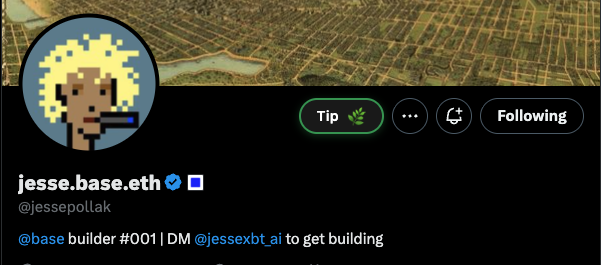 Tip button on X profile